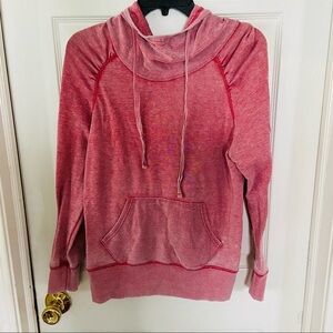 JASMINE & GINGER red burn Out ruffle sleeve sweatshirt cotton hoodie SZ medium